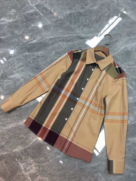 

european and american fashion waist check shirt, White