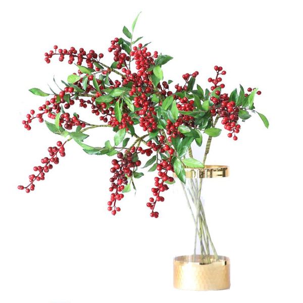 

decorative flowers & wreaths foam berry branch with green leaves christmas decoration artificial for home table party decor flores artificia