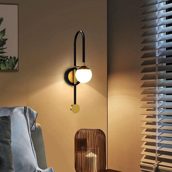 

modern light luxury creative nordic living room corridor aisle wall lamp soft lampshade bedroom bedside