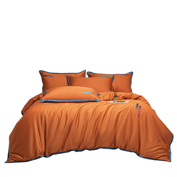 

luxury tencel cotton duvet cover set bedding king  size 4pcs flat sheet simple style in solid color sets