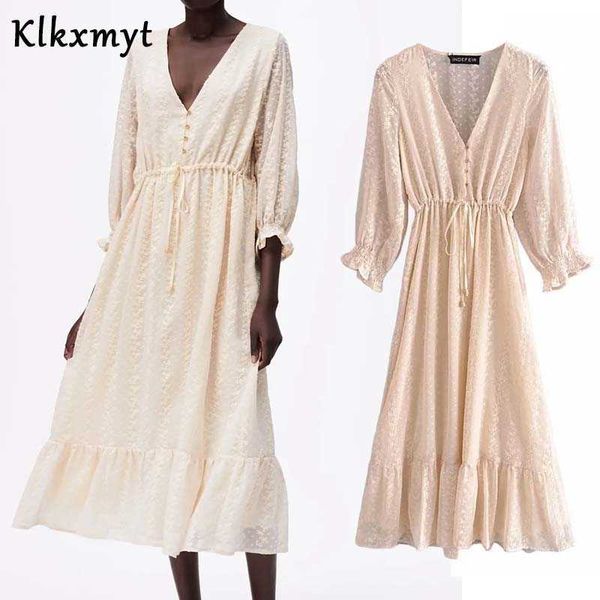 

klkxmyt za summer dress women with linning chiffon midi es woman fashion v neck elegant female party vestido 210527, Black;gray