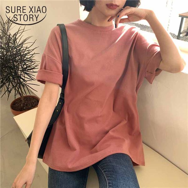 

casual loose o neck feminine cotton shirts plus size solid and blouse short sleeve women clothing 8779 50 210417, White