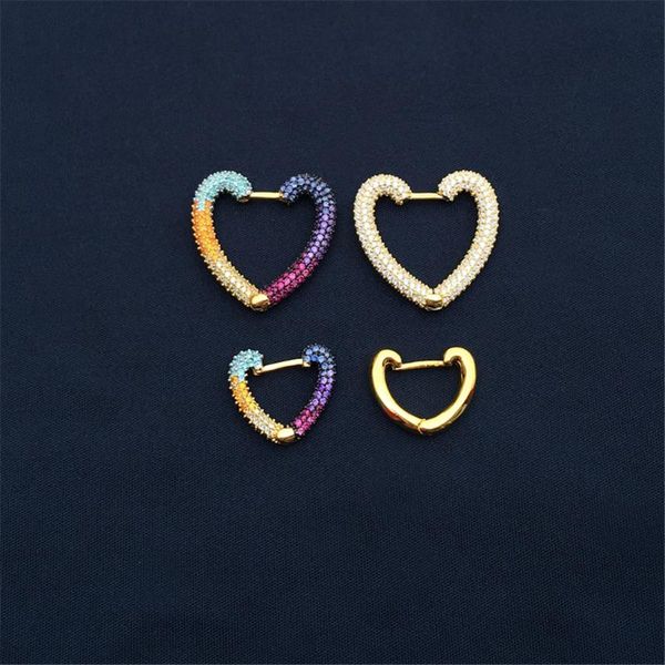 

hoop & huggie s925 sterling silver heart-shaped earrings female colorful style light luxury fashion jewelry gift, Golden;silver
