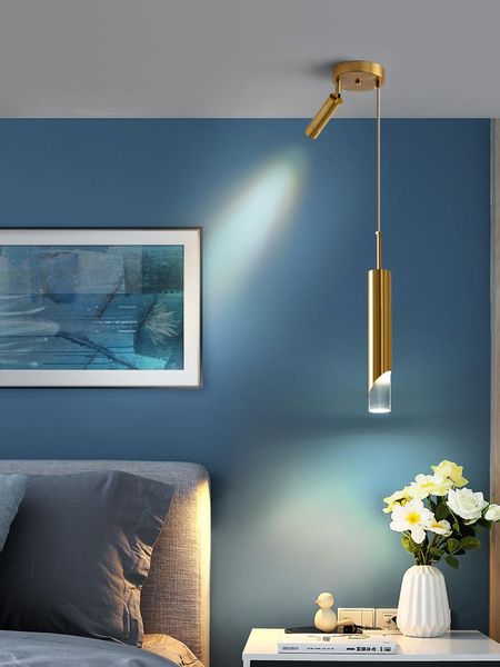

pendant lamps nordic bedside chandelier modern minimalist light luxury living room background wall bedroom lamp golden