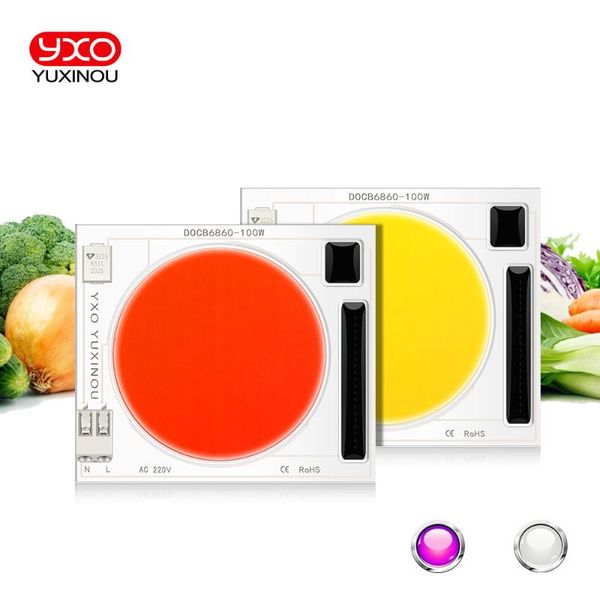 

light beads hydroponice ceramic docb led grow chip ac 220v 100w full spectrum 370nm-780nm for indoor lighting