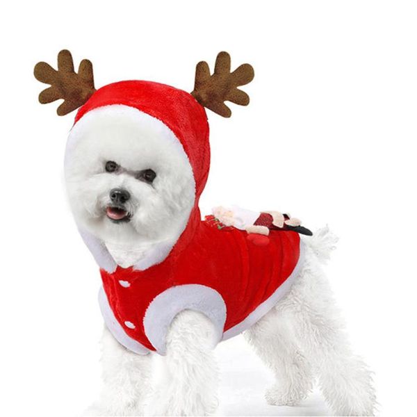 

dog apparel christmas puppy funny costume cute coat pet hoodie red dress up winter autumn warm dogclothes for