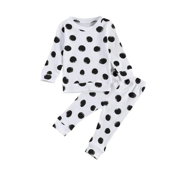

clothing sets 0-24m 2pcs born baby boys girls clothes cotton polka dot long sleeve +pants set, White