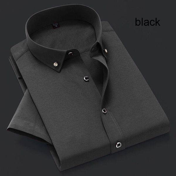 

men's dress shirts summer non iron pure cotton mens formal white short sleeve business office regular fit breathable, White;black