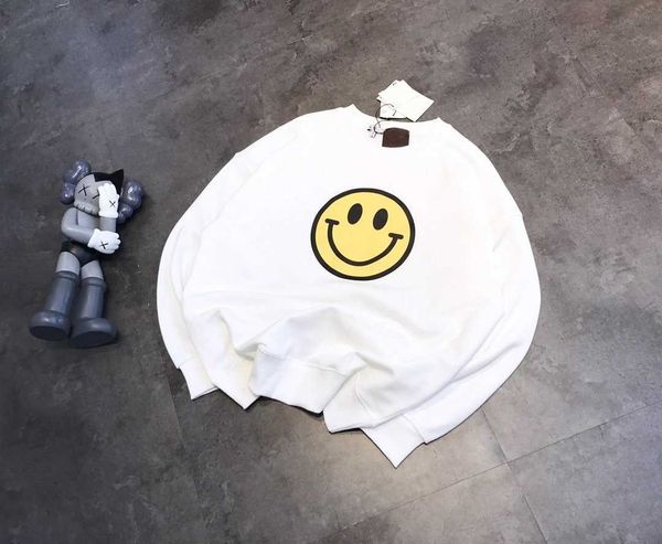 

fashion fleece hoodies loe star bieber same smiling face sweater cotton round neck loose and versatile casual student couple top, Black