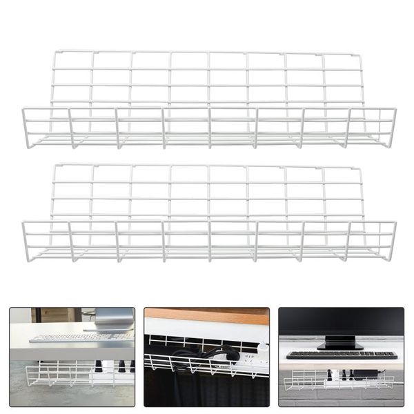 

hooks & rails 2pcs under desk cable management rack compact organizer storage