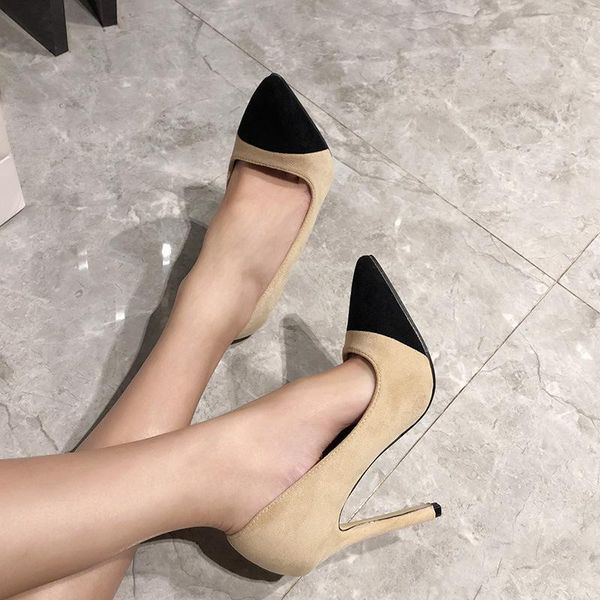 

dress shoes women high heels pointed toe classic office pumps fashion mixed colors stiletto ladies party chaussure femme, Black