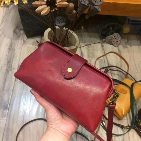 

totes retro ladies mini bags cow leather women bag 2021 handmade soft cowhide leisure small shoulder & crossbody