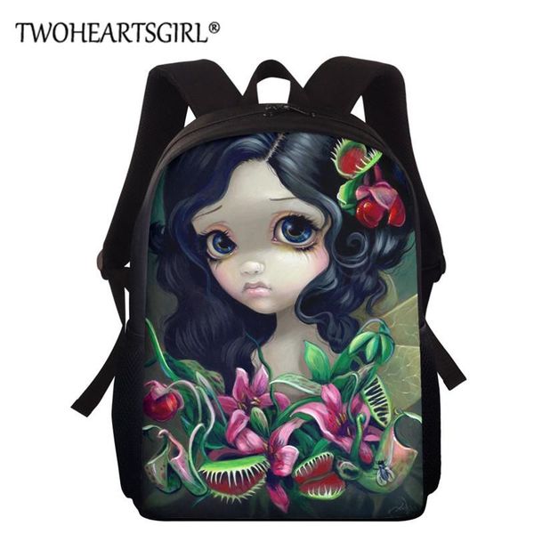 

twoheartsgirl teen girls school backpack cartoon gothic design book bag high student bookbags kids mochila escolar bags