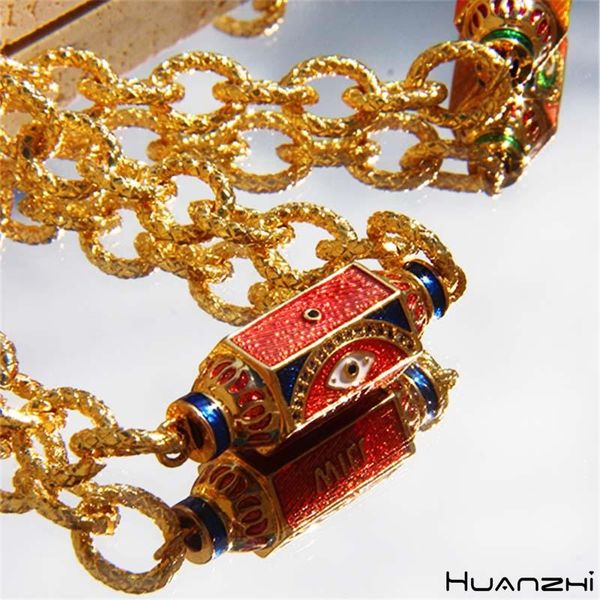 

pendant necklaces huanzhi 2021 vintage enamel zircon evil's eye drip oil heart letter metal chain clavicle necklace for women girls jew, Silver