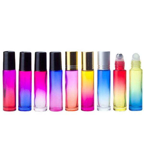 

10ml coloured gradient perfume lip essential oil portable vial roller packing bottle