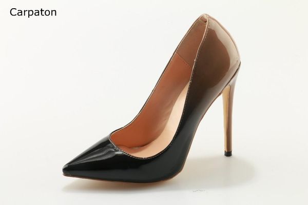 

dress shoes selling women mixed color pointed toe slip on shallow pumps female high thin stiletto heel, Black