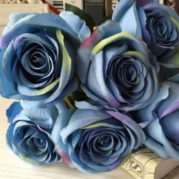 

flone 7 heads artificial rose flower bouquet fake silk floral simulation flowers wedding home party decoration art decorative & wreaths