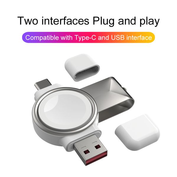 Neues 2-in-1 magnetisches kabelloses Ladegerät für Apple Watch 7 6, tragbar, schnell, Qi-Typ-C-USB-Schnittstelle, Ladestation für iWatch Serie SE 5, 4, 3