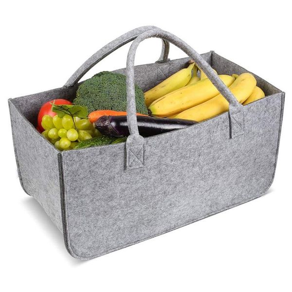 

storage bags felt basket with handles large reusable foldable shopping trolley bin multi-use