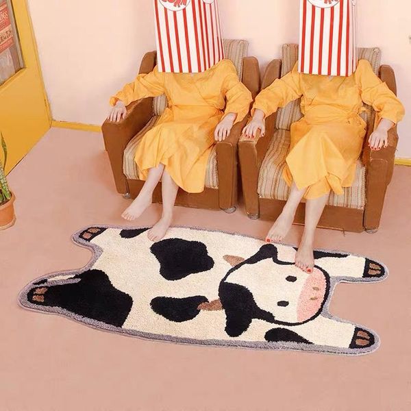 

carpets animal bathroom mat tiger cow fluffy carpet bath tub side anti slip rug floor pad nordic doormat home living room nursery decor