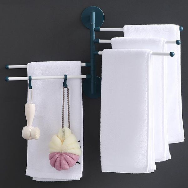 

non perforated towel rack simple folding rotary movable bracket kitchen bathroom accessories pendant bar racks