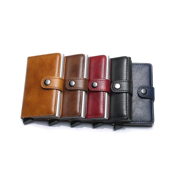 

card holders brand rfid holder wallet metal men women id minimalist aluminium blocking for cards, Brown;gray