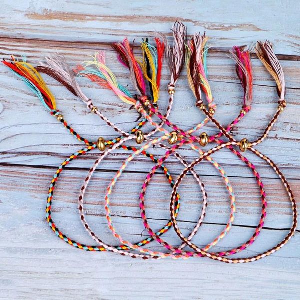 

charm bracelets rope bracelet for women handmade string wrap adjustable multicolore cotton woven wrist anklet cord jewelry, Golden;silver