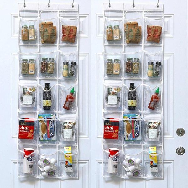 

storage boxes & bins 15 grid transparent pvc door hanging bag sundries jam jar snack kitchen wall debris home