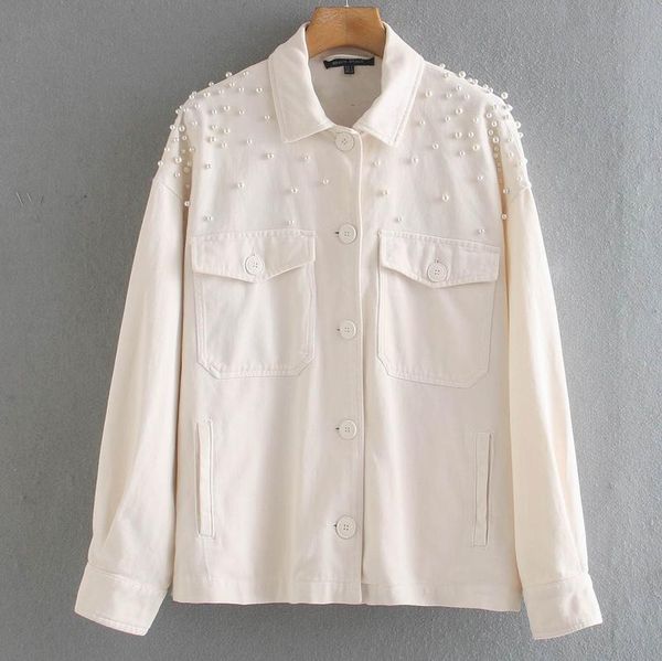 

women's jackets loose women jacket autumn 2021 fashion pearl decoration female wide outerwear, Black;brown