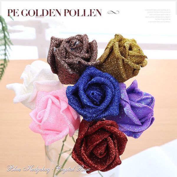 

5/10pcs gold pink roses diy bright bouquet valentine's day artificial decoration christmas wedding decorative flowers & wreaths
