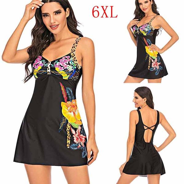 

women plus size 6xl bikini set floral print tankini swimming suit swimwear swimsuit beachwear padded bathing one-piece suits