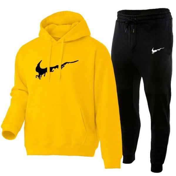 

2021 men running tracksuit autumn letter printing sportswear sport suit sweatshirt sweatpants mens clothing 2 pieces sets jogging, Gray