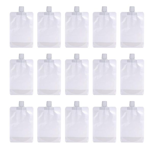 

storage bags 50pcs disposable bag with straw portable drink stand-up pouches