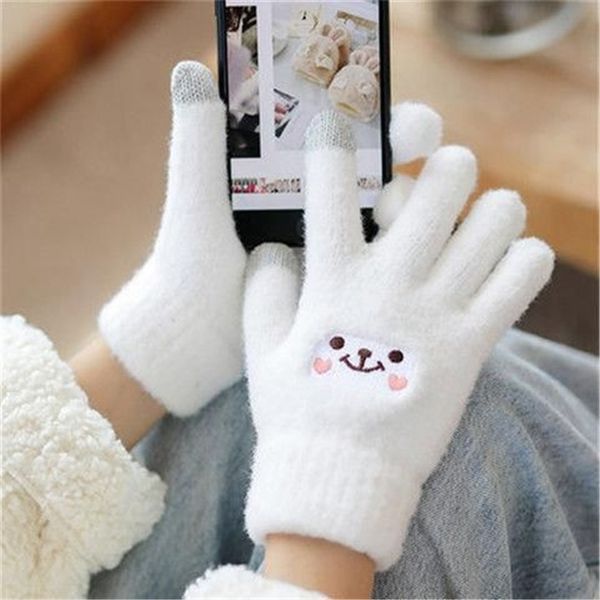 

yq1 flip warm and glovesopen f mittens gered gloves female cute winter korean cartoon half finger knitting wool plush students ke, Blue;gray