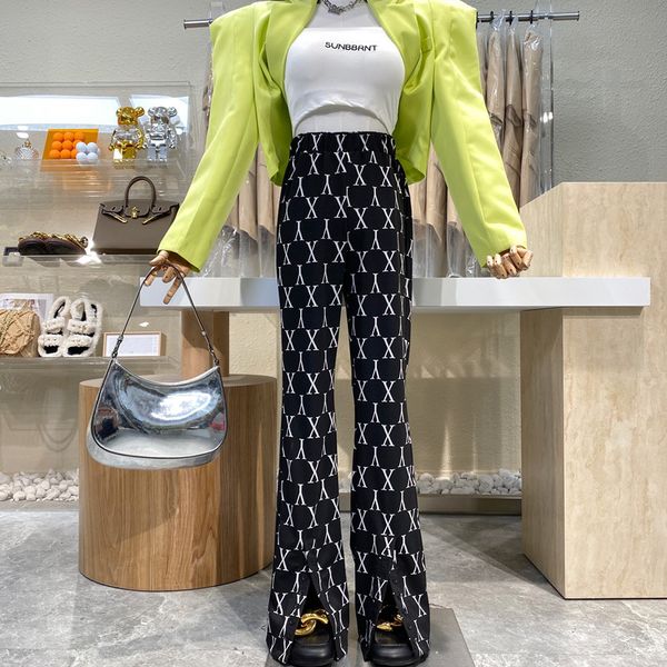 

pant niche design letter high-waisted skinny waisted trousers, White