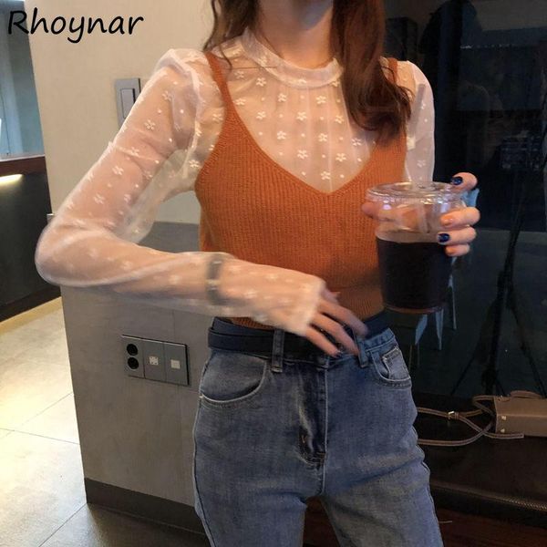 

women's blouses & shirts women full sleeve sun proof embroidery solid all match o-neck summer casual preppy loose thin ulzzang trendy, White