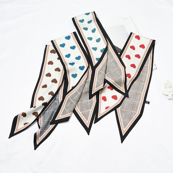 

scarves cute heart headband women girl neck scarf fashion design double side head decoration bandana, Blue;gray
