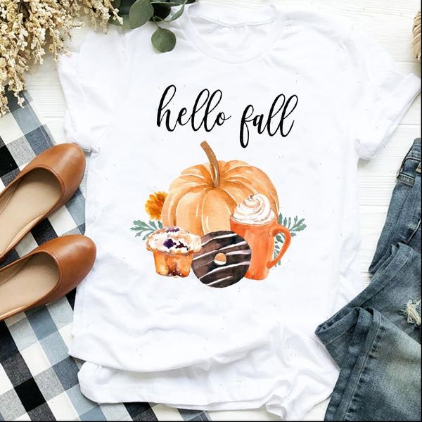 

coffee cookie pumpkin floral women thanksgiving fall halloween clothes graphic tee womens, White