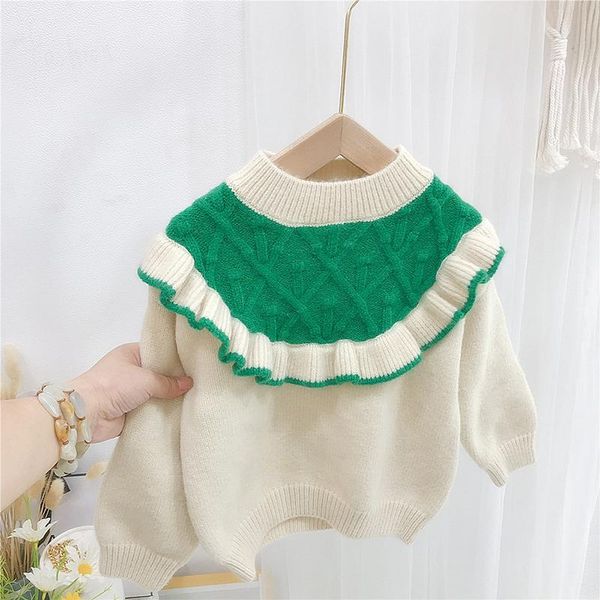 

pullover girls high neck ruffled sweater toddler winter clothes baby autumn fall outfits, Blue