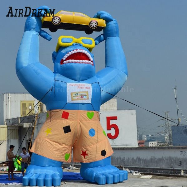 

customized roofcar advertising inflatable blue gorilla kingkong balloon for sale