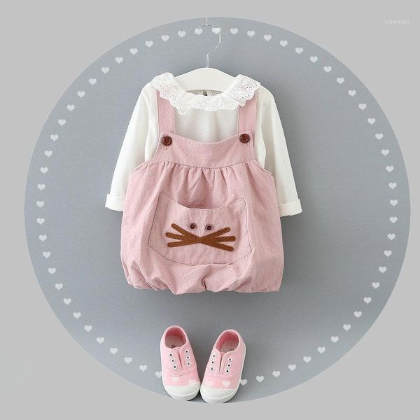 

girl's dresses korean girls strap dress + beard big pocket long sleeve t-shirt 2 pcs sets children's clothing wholesale 1068, Red;yellow