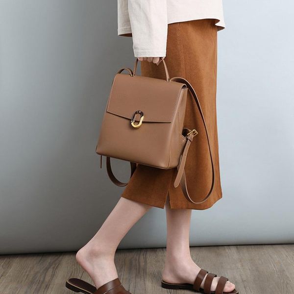 

backpack female leather leisure 2021 large capacity bag trend style