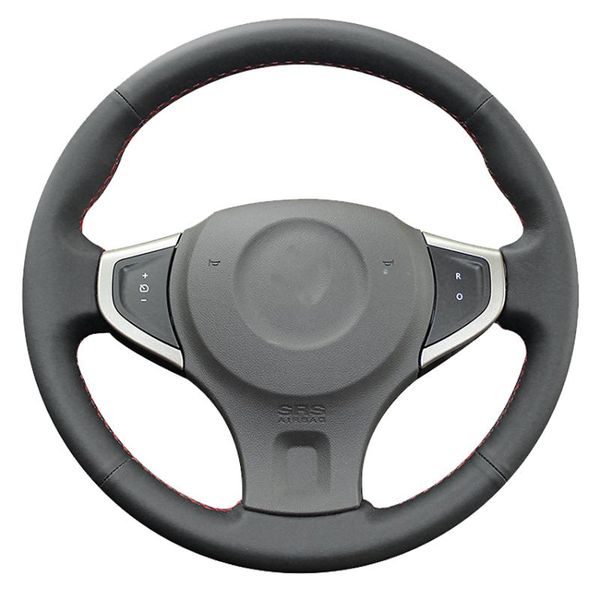 

steering wheel covers black genuine leather hand-stitched car cover for koleos 2008-2021 samsung qm5 2007-2014