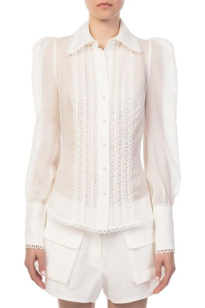 

women's blouses & shirts organza thin shirt floral lace lantern sleeve slim fashion blouse elegant bodycon women clothing, White