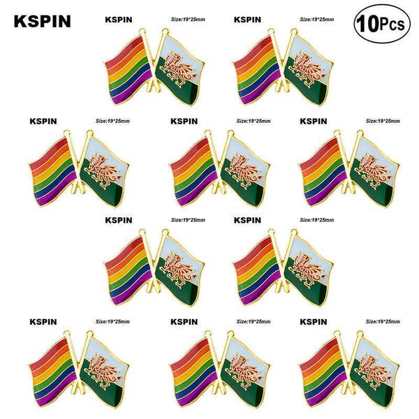 

rainbow & wales friendship flag lapel pin flag badge brooch pins badges, Gray
