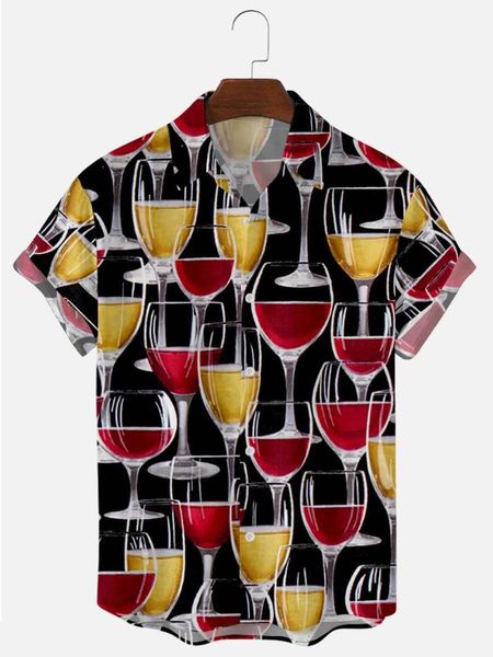 

men's casual shirts guzzle printed hawaiian short sleeve summer hip hop camicias streetwear harajuku blouses oversized 6xl, White;black