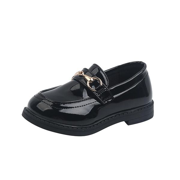 

flat shoes girl leather spring and autumn soft soles patent non-slip black children' princess, Black;grey