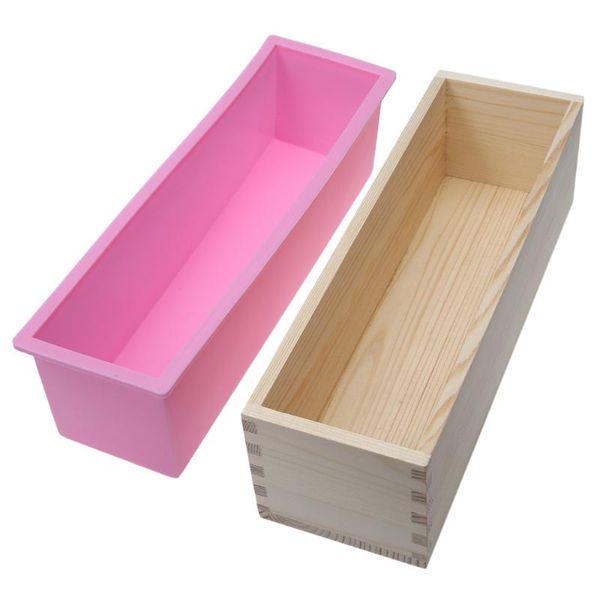 

1200g soap loaf mold wooden box diy making tool rectangle silicone moulds baking