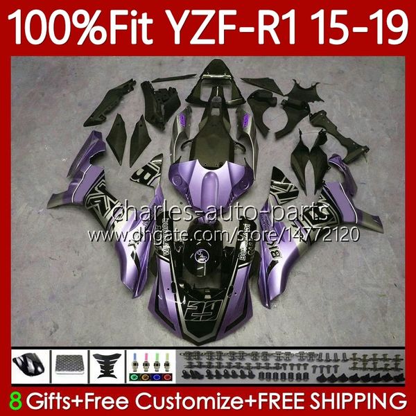 Fairings de OEM para Yamaha YZF-R1 YZF1000 YZF R1 1000CC 15-19 Corpo 104No.65 YZF R1 1000 C Yzfr1 15 16 17 18 19 Light roxo YZF-1000 2015 2016 2017 2019 2019 injeção