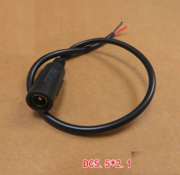

500pcs /lot 2.1 x 5.5mm dc power lead female cable pigtail for cctv camera / power supply dhl